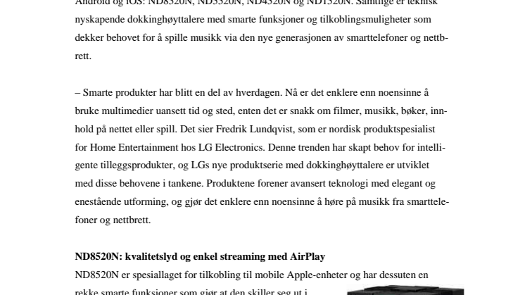 SOMMERENS STILIGSTE MUSIKK – LG LANSERER NYE DOKKINGHØYTTALERE