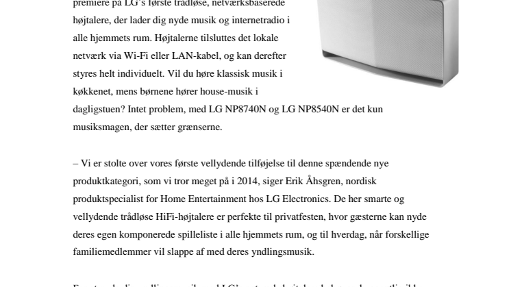 SLIP MUSIKKEN LØS I ALLE HJEMMETS RUM MED LG’S NYE TRÅDLØSE NETVÆRKSHØJTALERE