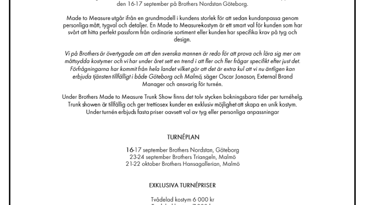 Premiär för Brothers Made to Measure Trunk Show