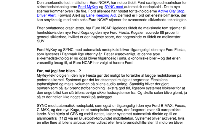 TOPKARAKTER TIL FORD I EURO NCAP CRASH TEST