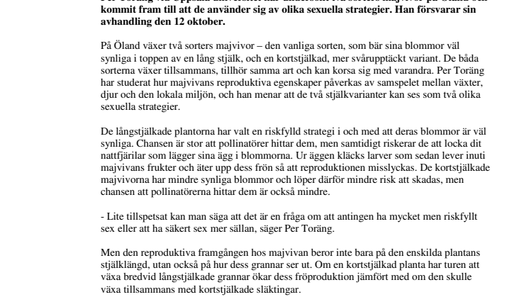 Även blommor har olika sexuella strategier