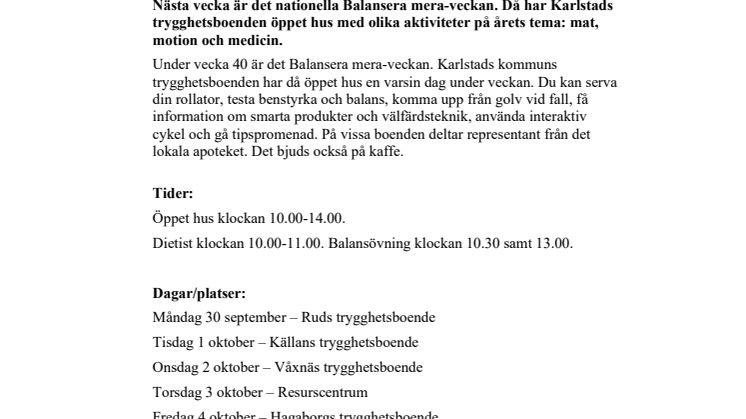 Öppet hus under Balansera mera-veckan