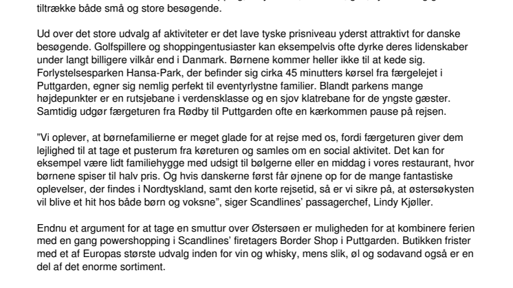 Scandlines satser på børnefamilier og miniferier