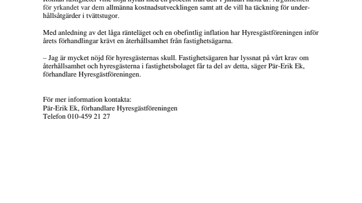Ingen hyreshöjning i Gränna