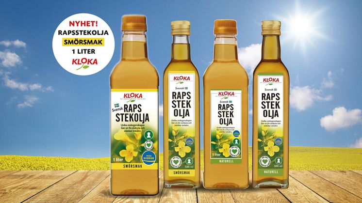 Klokafamiljen växer! Den populära rapsstekoljan med smörsmak kommer nu på 1-litersflaska.