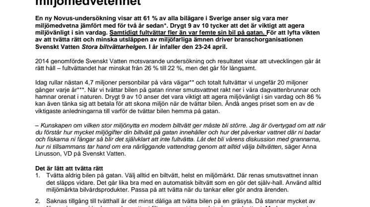 Svenska bilägare fortsätter fultvätta trots större miljömedvetenhet. Stora Biltvättarhelgen 23-24 april