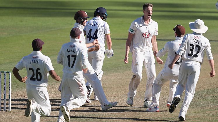 Morne Morkel celebrates Surrey's victory over Essex last season. Photo: Getty Images