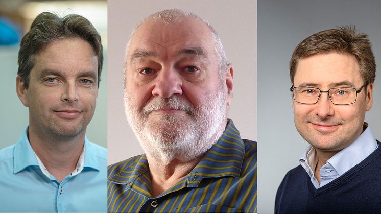 Teknisk-naturvetenskaplig fakultets samverkanspris 2022 delas av forskarna Markus Broström, Rainer Backman och Matias Eriksson. Bild: kollage