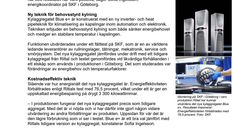 Nytt kylaggregat på SKF förbättrar energieffektiviteten