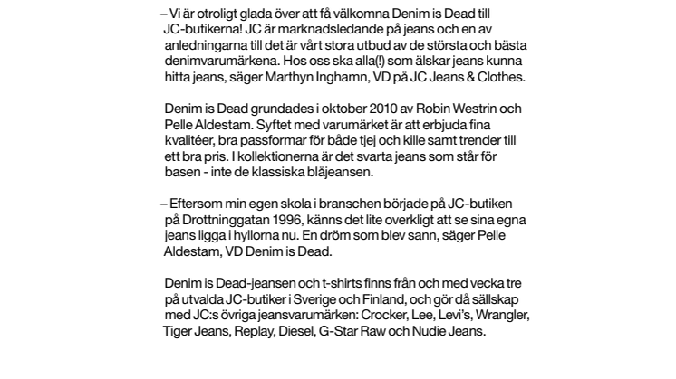 Denim is Dead – nu hos JC Jeans & Clothes