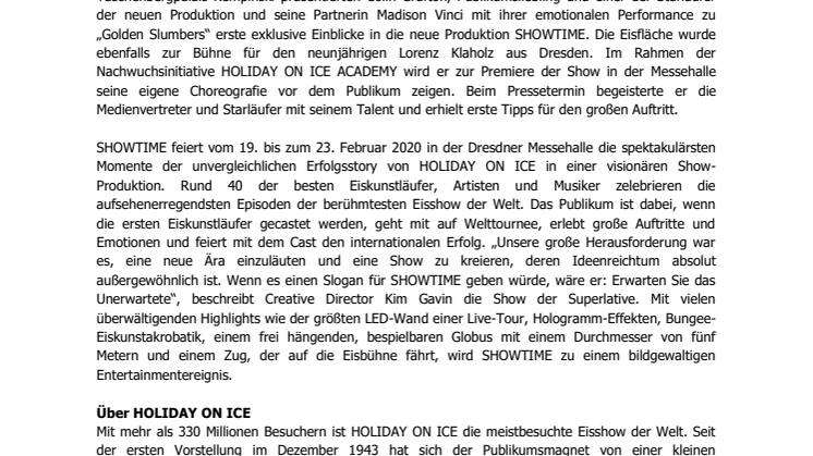 HOLIDAY ON ICE stellt neue Produktion SHOWTIME in Dresden vor