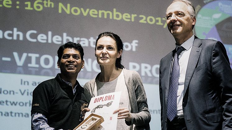 NVP India Launch, Country Director Birendra Kumar, Director of Education NVPF Ivana Busljeta and CEO Blaise Oberson.