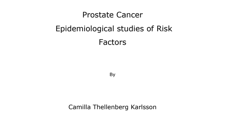 Epidemiological studies of Risk Factors