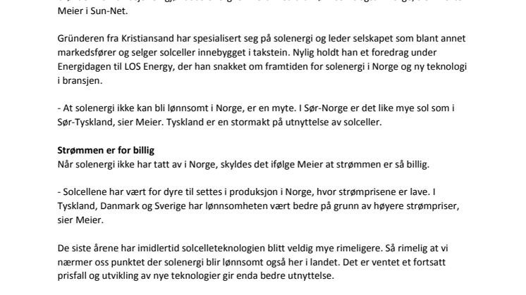 Lysning for solenergi i Norge