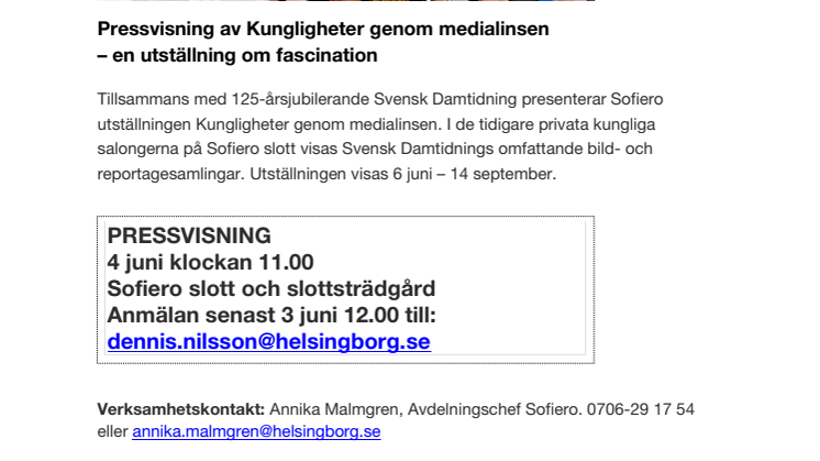 Pressvisning av Kungligheter genom medialinsen – en utställning om fascination