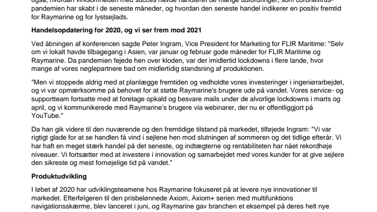 Raymarine pressekonference: seneste produktudvikling og  handelsopdatering for 2020 