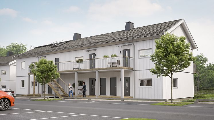 Illustration över entrésida, BoKlok Åkern. 
