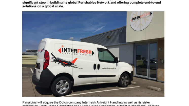 Panalpina to acquire Dutch handling agent specialized in perishables