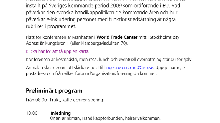 Program Internationella Handikappdagen 3 dec 2008