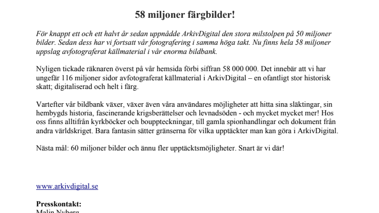 58 miljoner färgbilder!