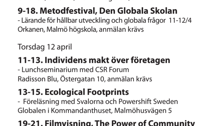 Program Globala Malmö fokusdagar
