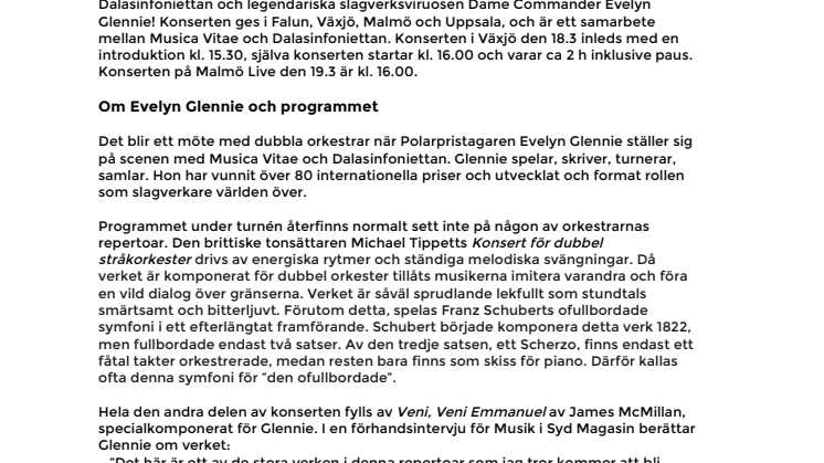 Storlaget! - Polarpristagaren Evelyn Glennie med Musica Vitae och Dalasinfoniettan