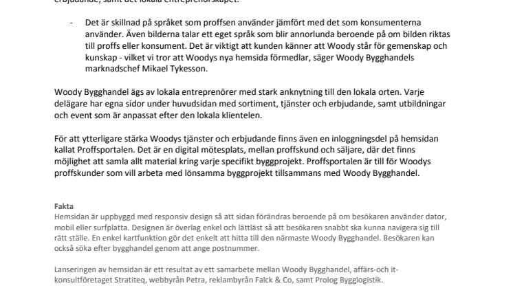 Lokalt fokus på Woody Bygghandels nya hemsida