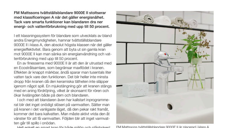 Högsta betyg på miljövänlig blandare!