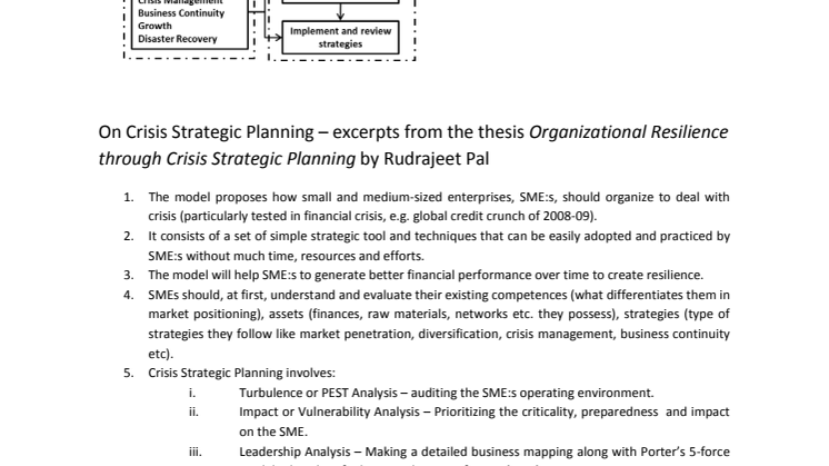 On Crisis Strategic Planning – excerpts from the thesis Organizational Resilience through Crisis Strategic Planning by Rudrajeet Pal