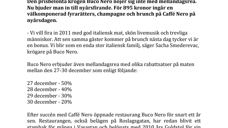 Fira nyår på Buco Nero – då ingår nyårsbrunch på nyårsdagen