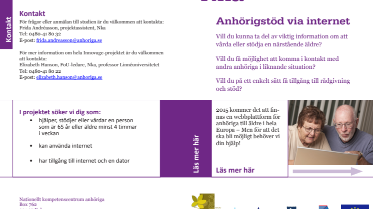 Nka söker anhöriga till en pilotstudie kring webbaserat anhörigstöd