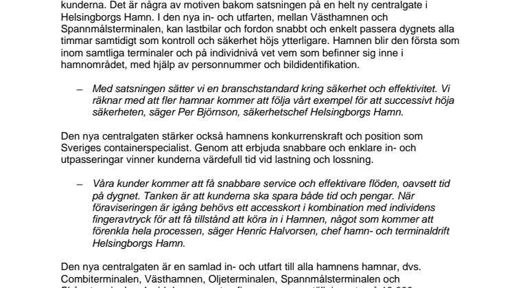 ​Helsingborgs Hamn tar säkerhet till ny nivå