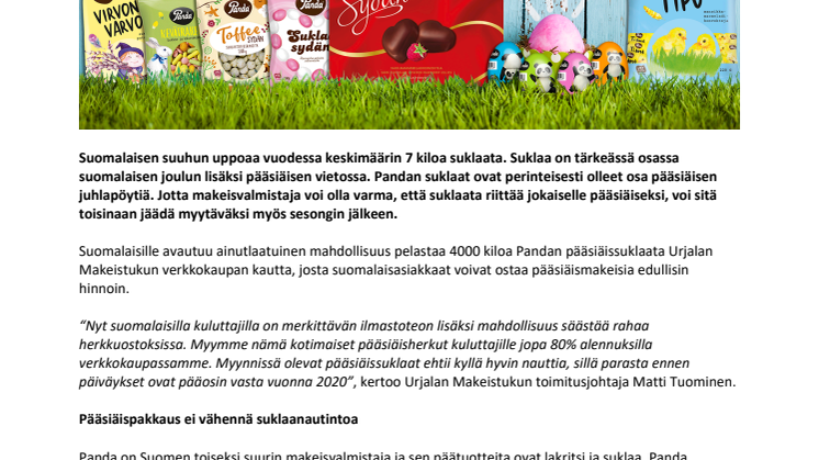 Suomalainen verkkokauppa ja Panda pelastavat 4000 kiloa pääsiäissuklaata