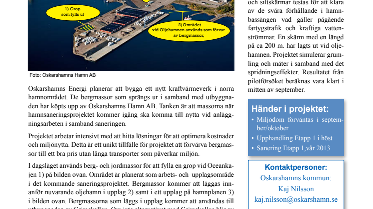 Nyhetsbrev 8 - sanering av Oskarshamns hamnbassäng