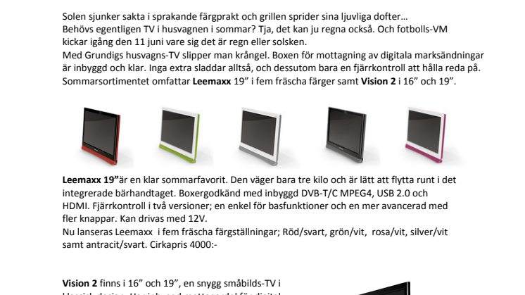 Camping-TVn från Grundig är liten, flyttbar och färgstark med DVB-T/C