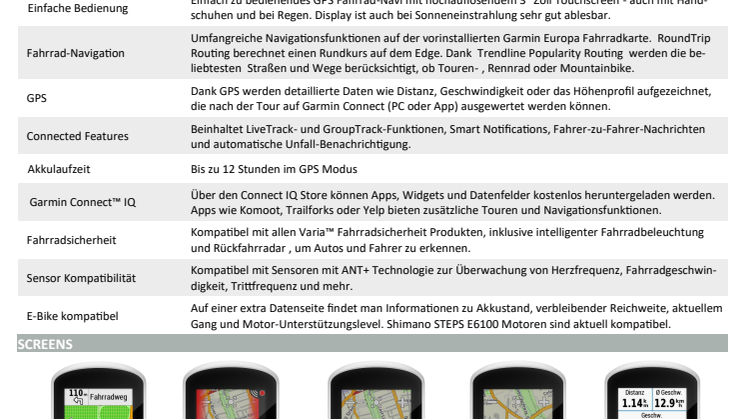 Datenblatt Garmin Edge Explore