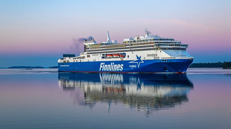 Finncanopus har i ett år trafikerat rutten mellan Sverige, Åland och Fastlandsfinland. Foto: Janne-Petteri Kumpulainen/Finnlines Plc