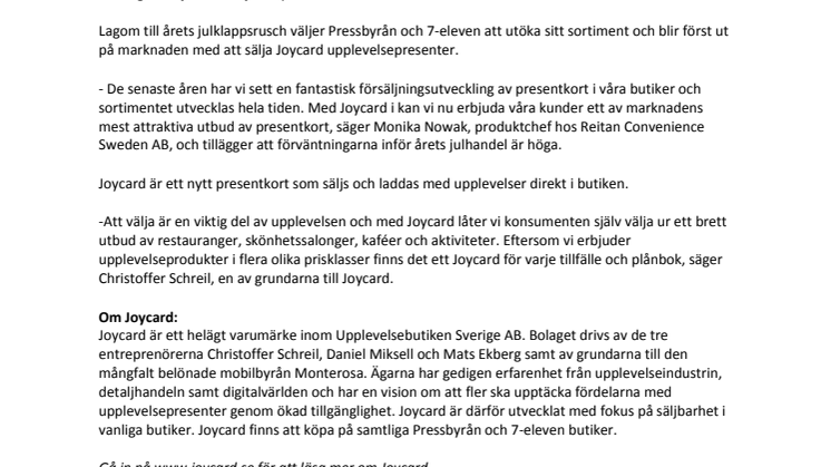 Pressbyrån och 7-eleven lanserar nya presentkort lagom till julhandeln