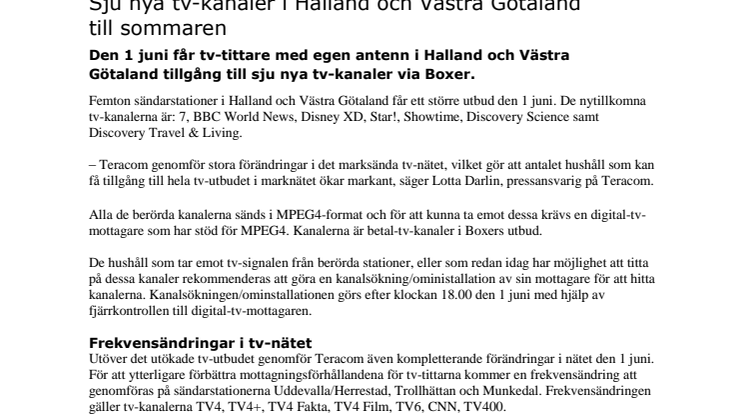 Sju nya tv-kanaler i Halland och Västra Götaland till sommaren