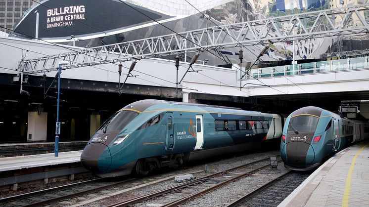 Hitachi Rail's new intercity trains for Avanti West Coast, shown at Birmingham New Street Station