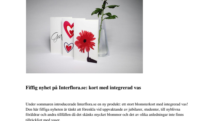 Fiffig nyhet på Interflora.se: kort med integrerad vas