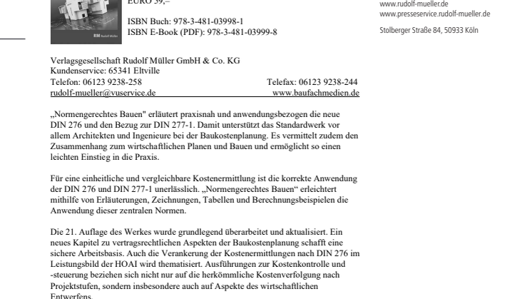 Normengerechtes Bauen nach DIN 276/DIN 277