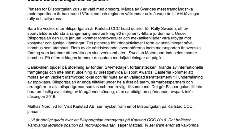 Bilsportgalan till Karlstad