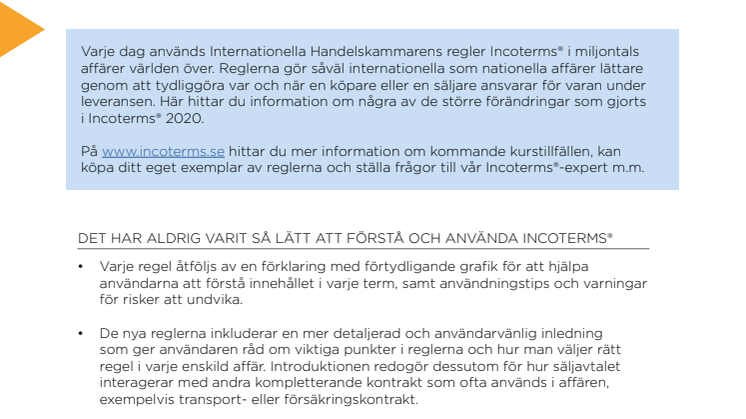 Nyheter i Incoterms® 2020