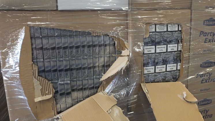 Op Fuzzy - seized cigarettes in warehouse
