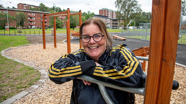 Pernilla Hallberg från Bergsjön 2031 är glad att den nya utearenan vid Gärdsås torg är klar och ska invigas.