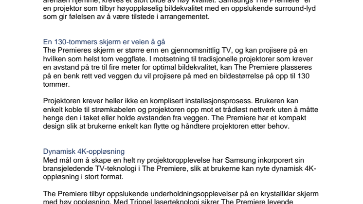 Få ekte sportsstemning hjemme med Samsungs laserprojektor The Premiere