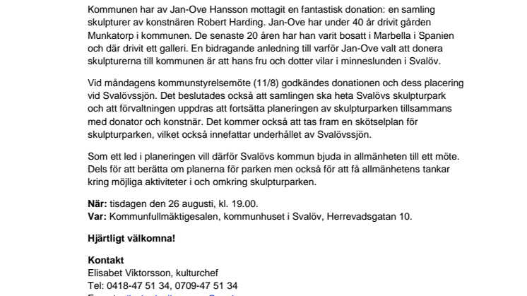 Informationsmöte angående Svalövs skulpturpark