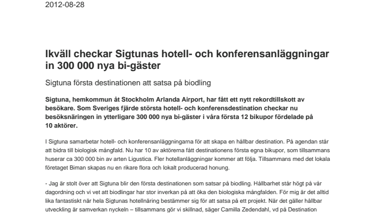 Sigtuna Meetings är med och skapar en hållbar destination