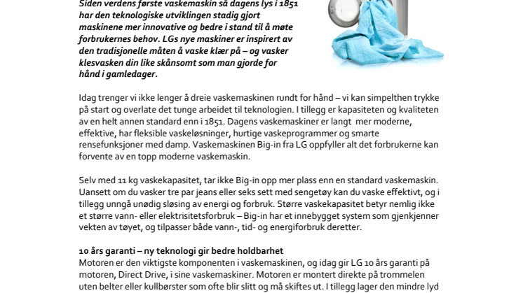 LG vasker klær på gamlemåten: 160 års vaskemaskinhistorie 